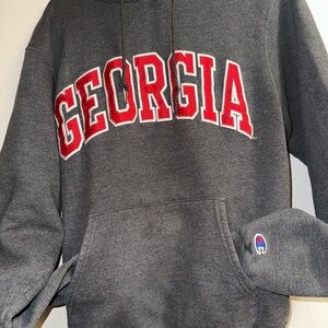 Champion Dark Gray Hoodie with Red Georgia Logo